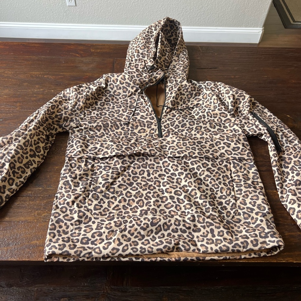 Fleece-Lined Leopard Print Raincoat